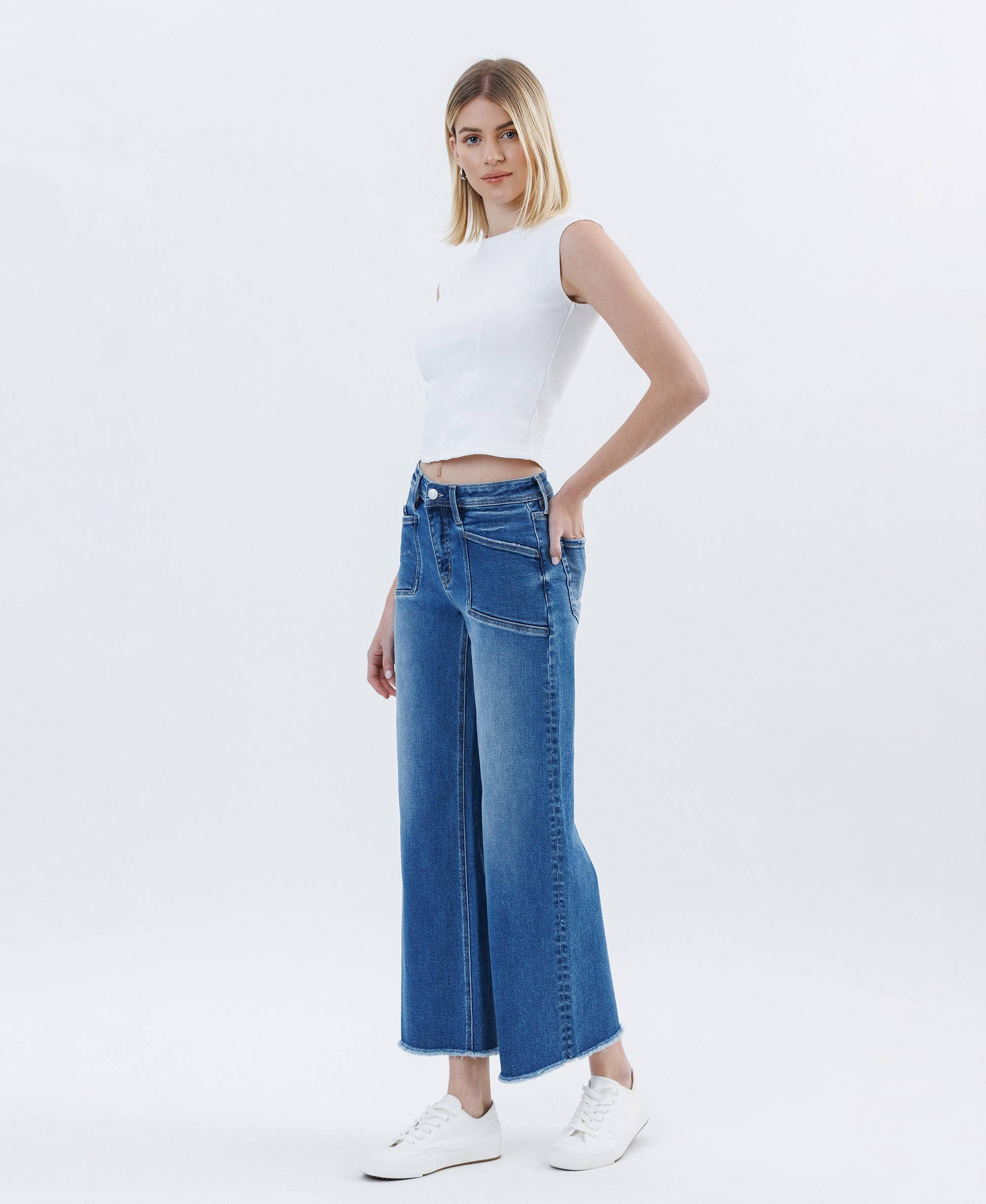 Benni High Rise Raw Hem Wide Leg