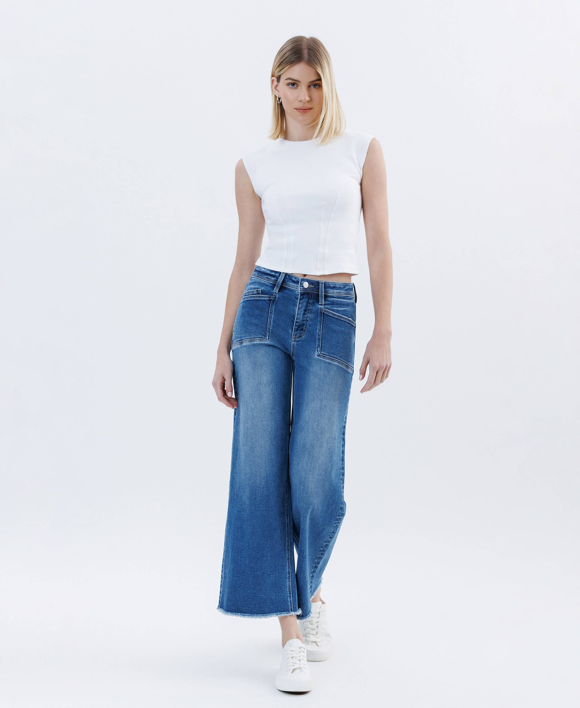 Benni High Rise Raw Hem Wide Leg