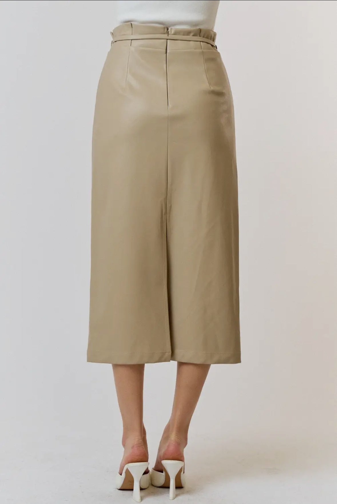 Alanna Faux Leather Midi Skirt