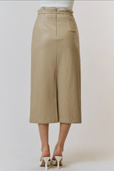 Alanna Faux Leather Midi Skirt