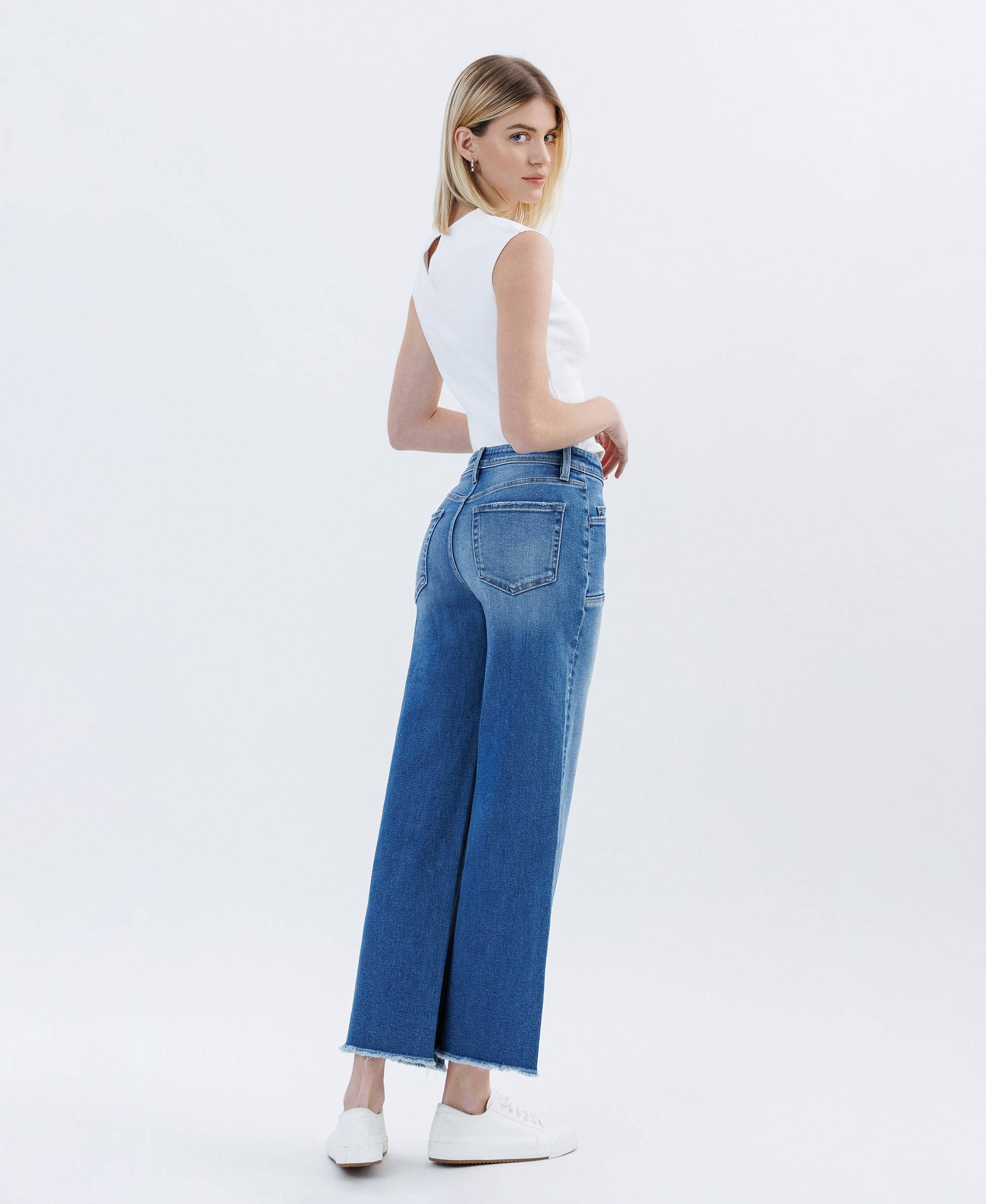 Benni High Rise Raw Hem Wide Leg