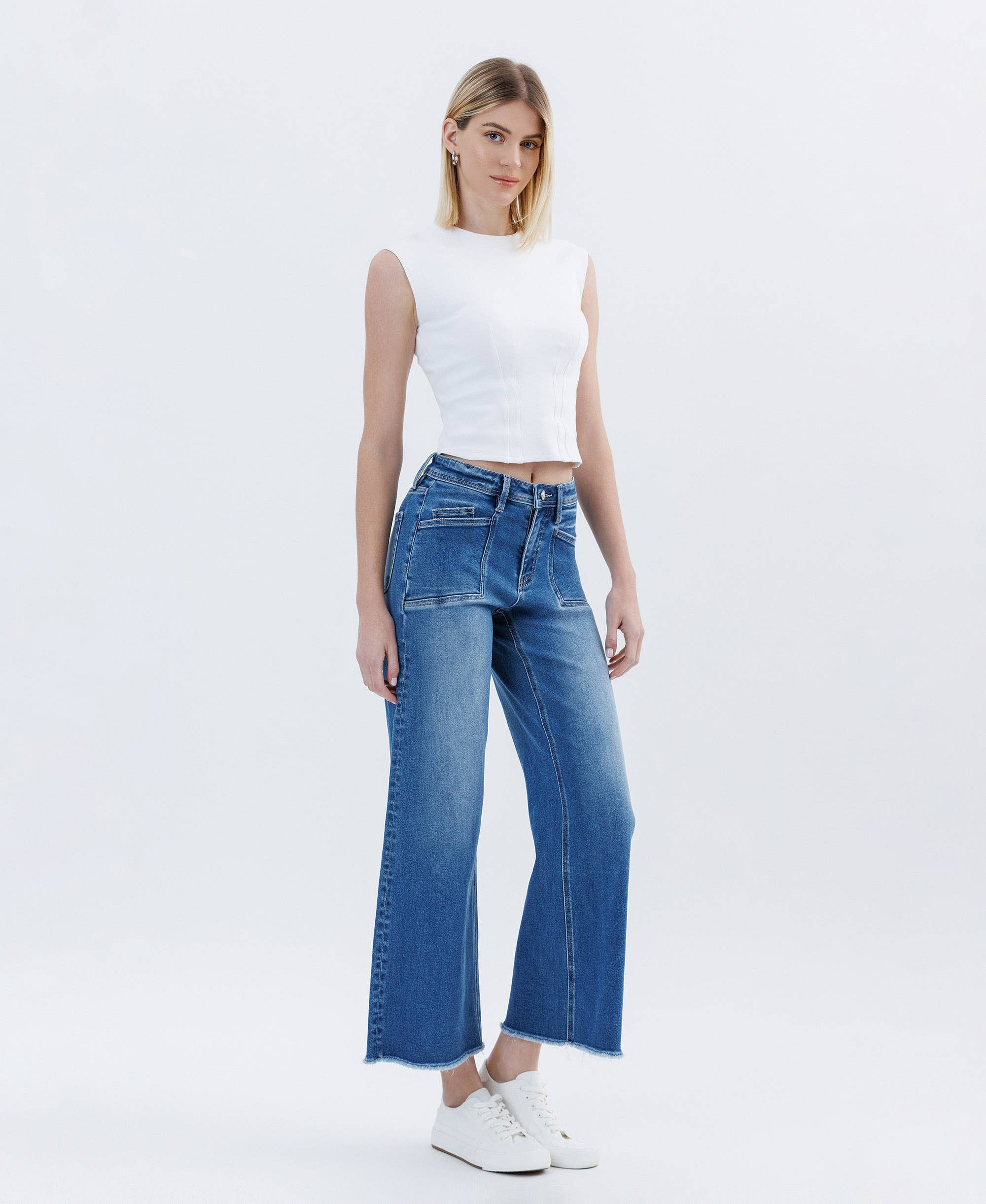 Benni High Rise Raw Hem Wide Leg