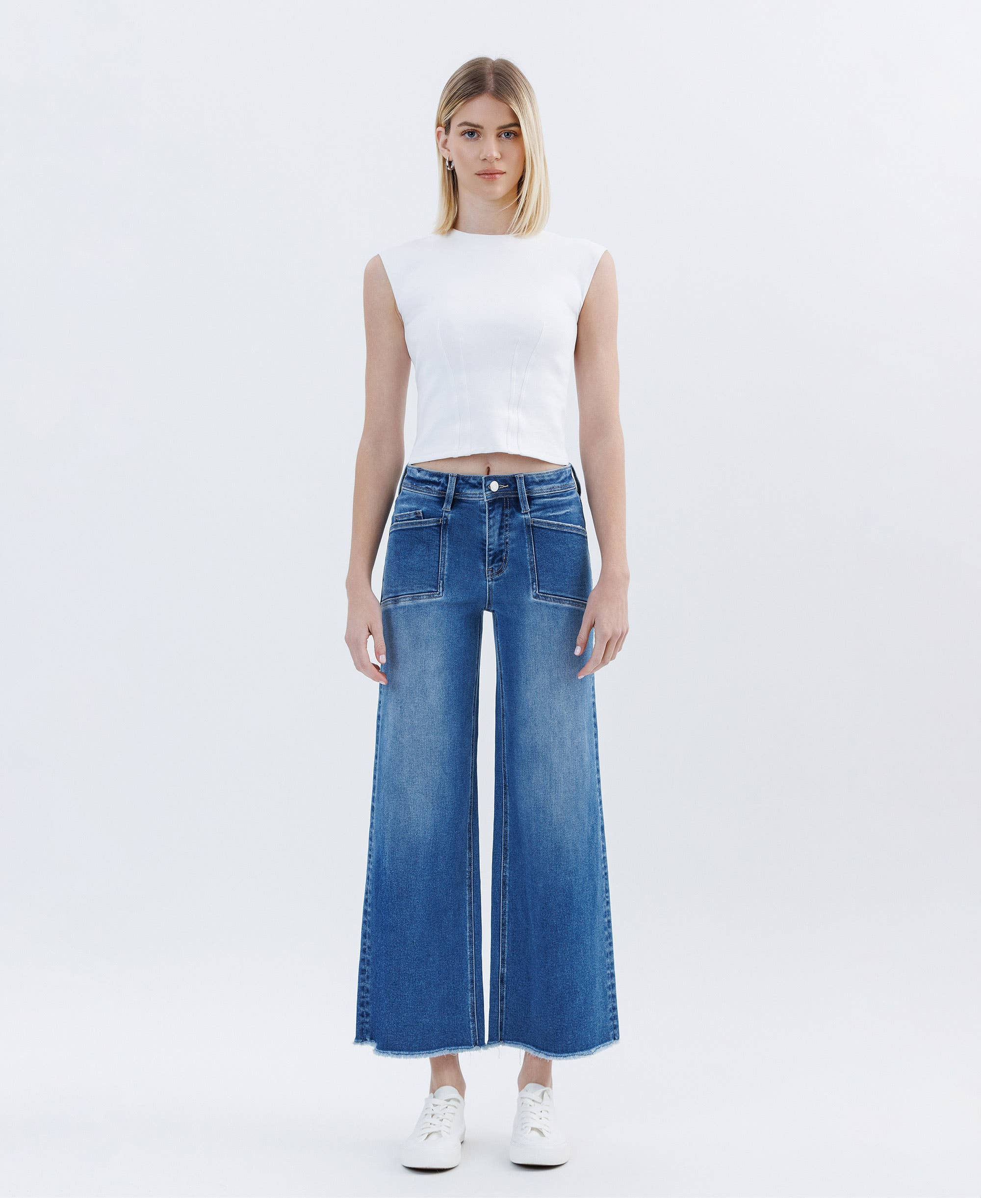 Benni High Rise Raw Hem Wide Leg