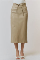 Alanna Faux Leather Midi Skirt
