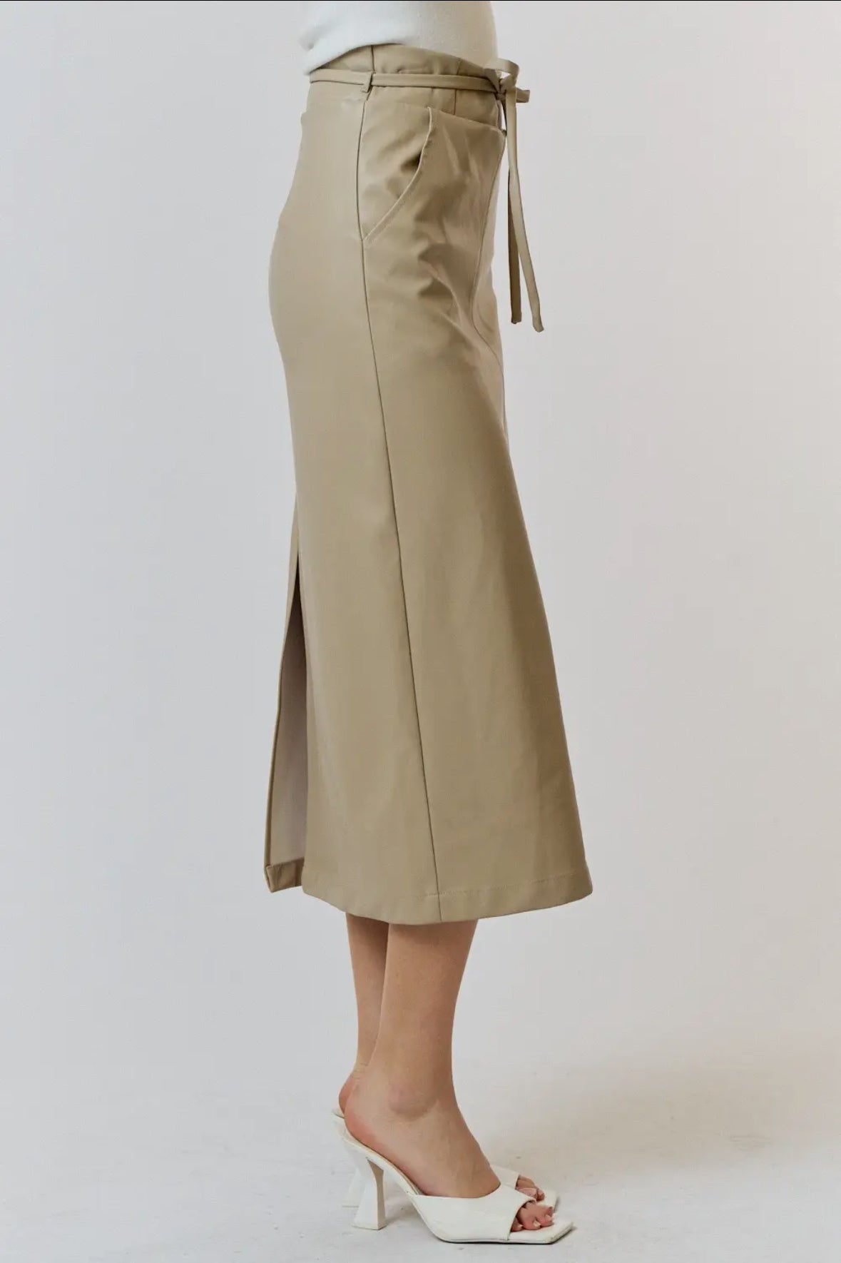 Alanna Faux Leather Midi Skirt