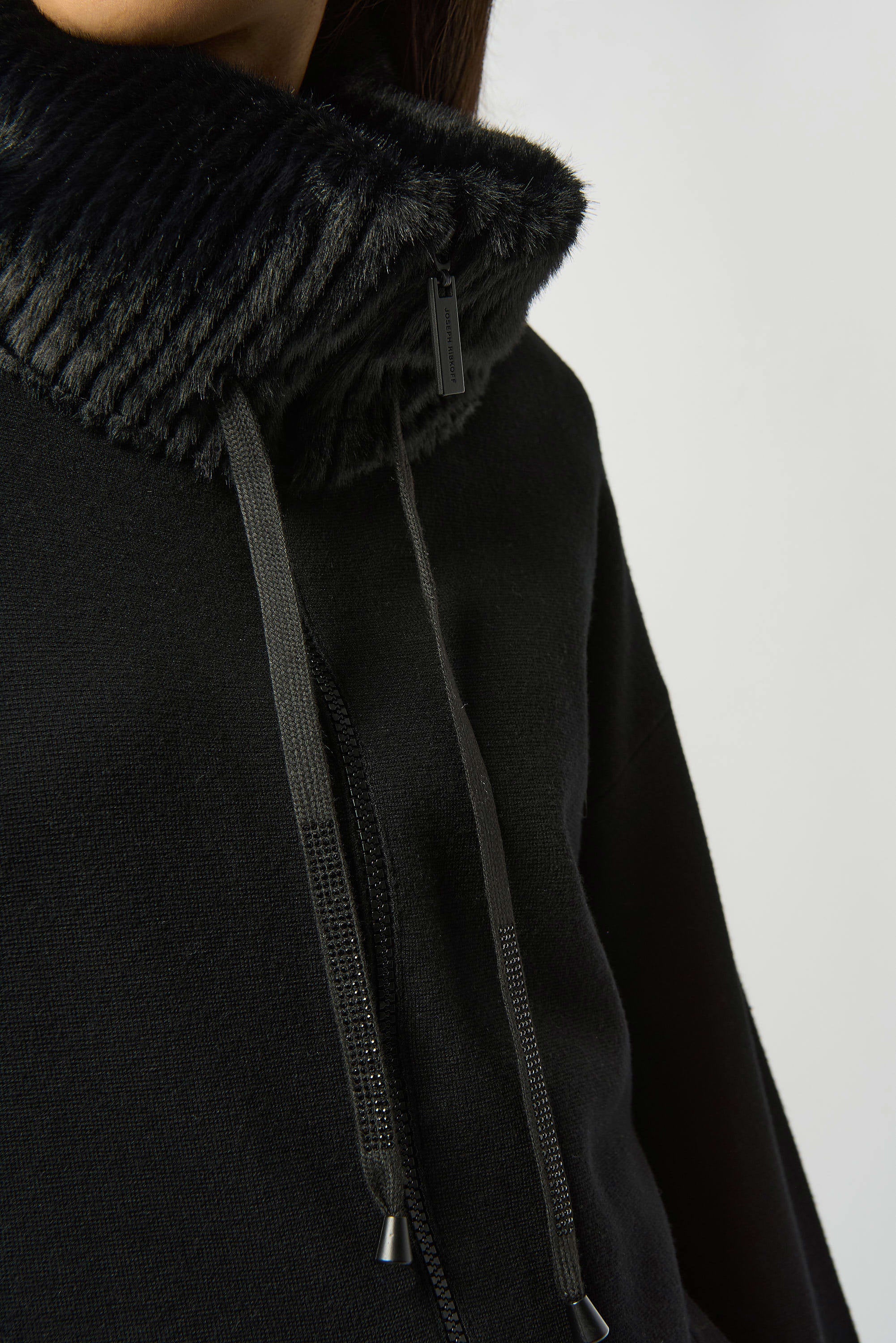 JR Sweater Knit Coat With Fur Trim