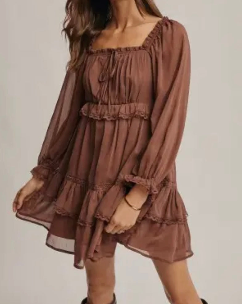 Rusty Fall Square Neck Dress