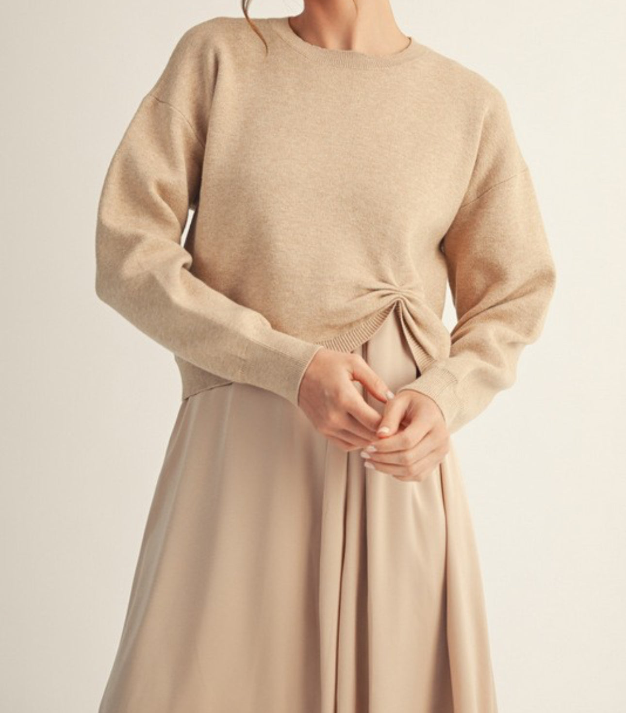 Champagne Soft Knit Textured Sweater Top