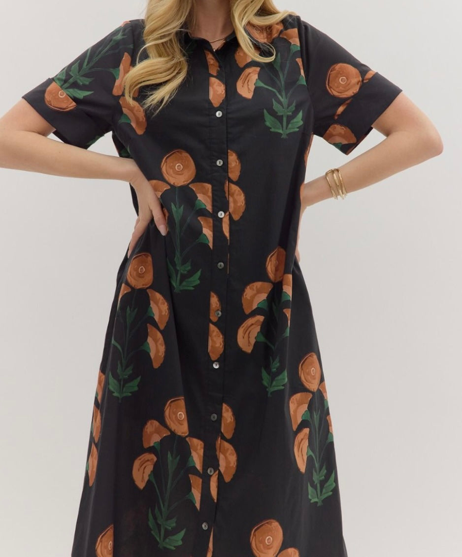 Clara Floral Print Midi Dress