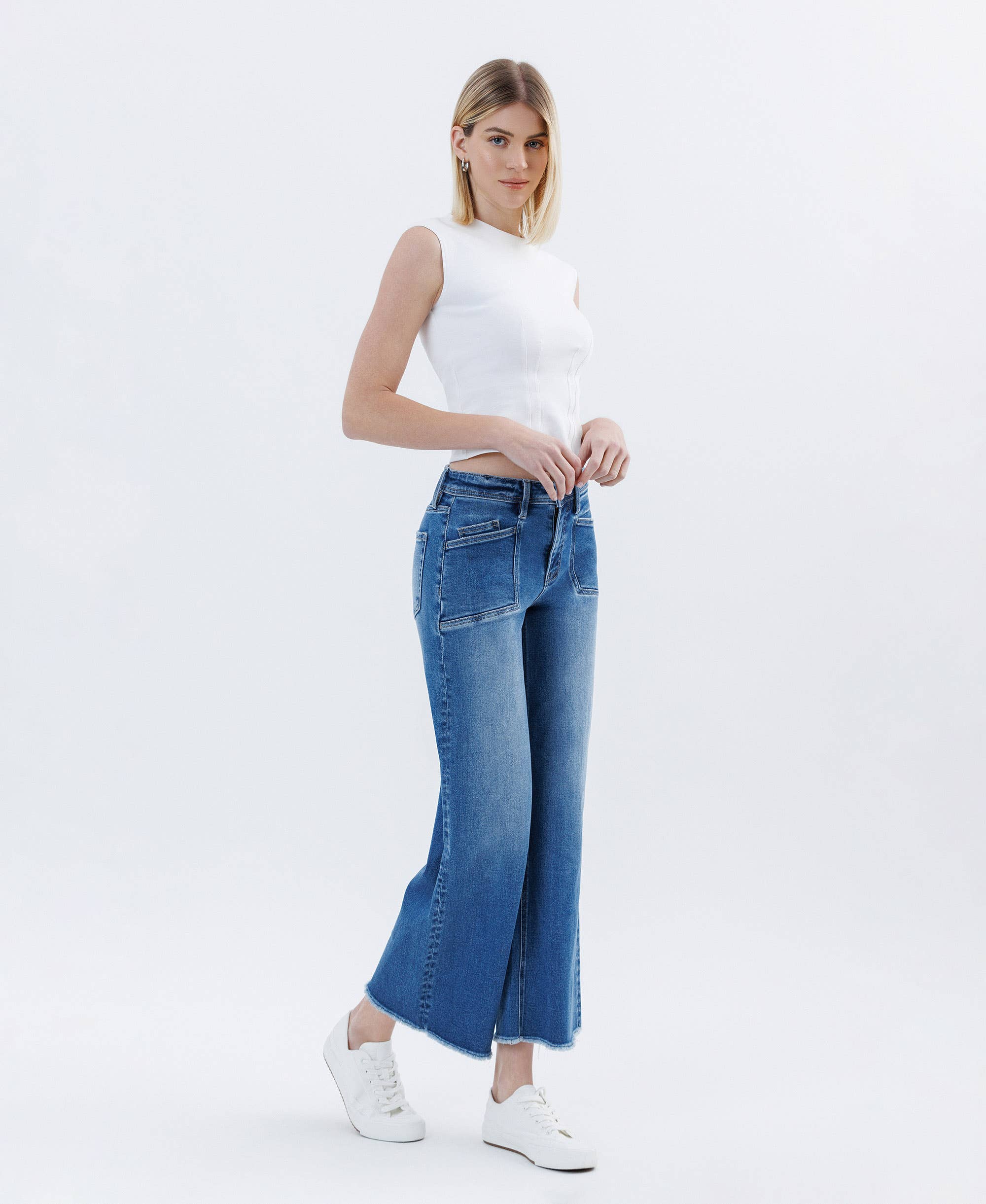 Benni High Rise Raw Hem Wide Leg