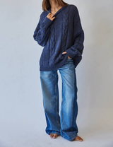 Evan Midnight Blue Cable Sweater