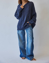 Evan Midnight Blue Cable Sweater