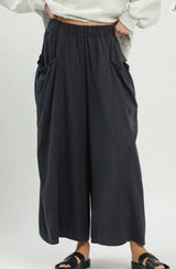 Phoebe Flowy Wide Leg Pant-Black and Navy