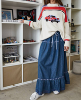 Vintage Car Mock Neck Sweater