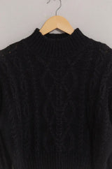 Black Calin Cable Knit Sweater