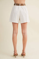 Gabbi Woven Belt Pleated Shorts