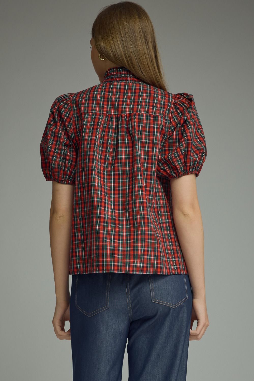 Gabby Plaid Short Sleeve Top