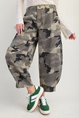 Annie Washed Camo Barrel Pants