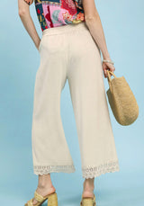 Codie Linen Eyelet Trim Pant
