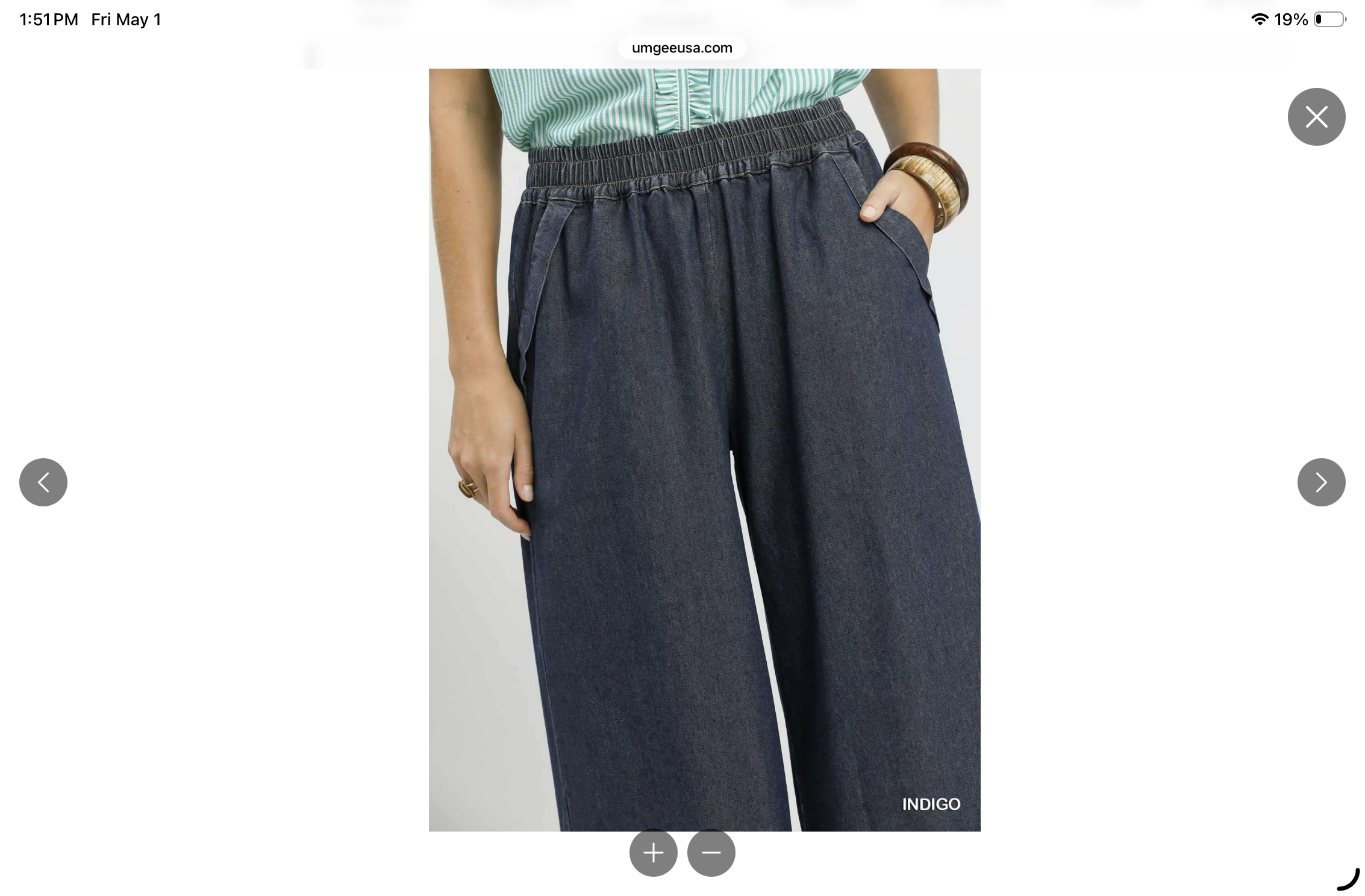 Madi Indigo Chambray Scalloped Hem Pant