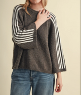 Toasted Coconut Striped 3/4 Sleeve Sweater