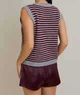 Merlot And Gray Striped Sweater Vest