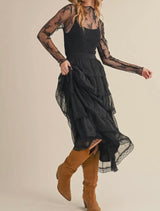 Lyric Chiffon Lace Midi Skirt