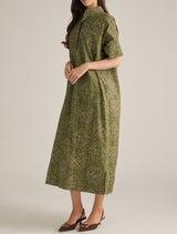 Kambri Olive Print Midi Dress