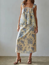 Emily Lemon And Blue Floral Skirt