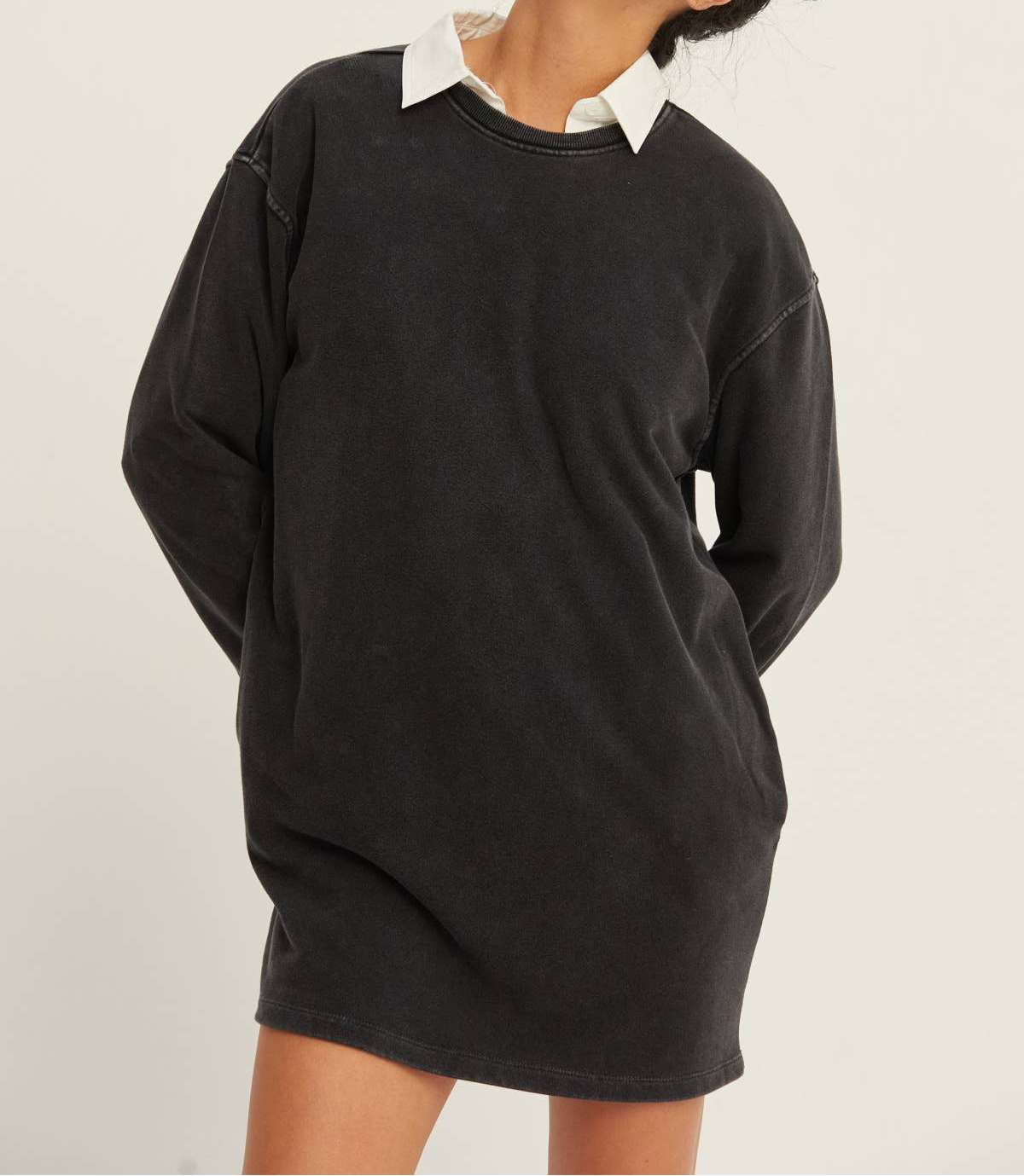 Kylie Washed Oversized Mini Sweatshirt Dress