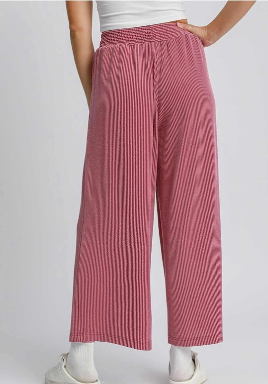 Mulberry Wine Textured Knit Pants