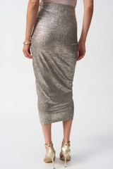 JR Foiled Knit Draped Pencil Skirt