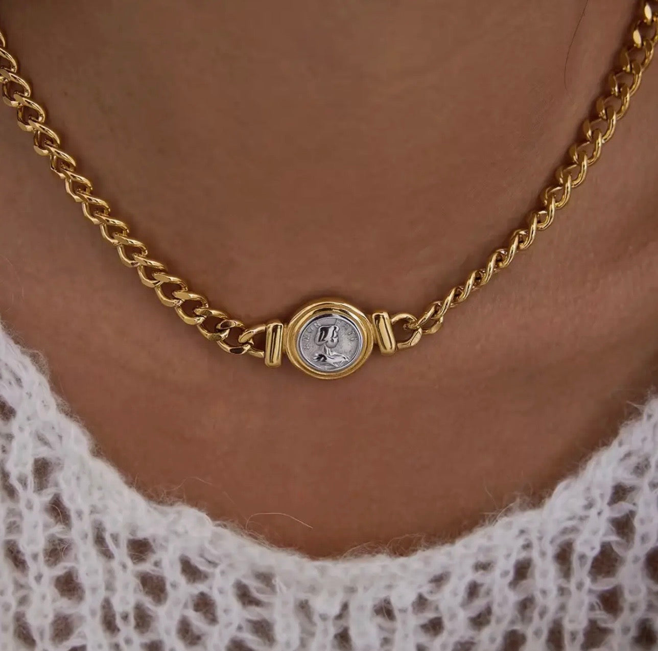2 Tone Coin Necklace