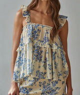 Emily Lemon And Blue Floral Top