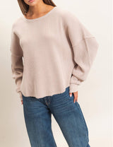 Eva Mineral Wash Waffle Oversized Top