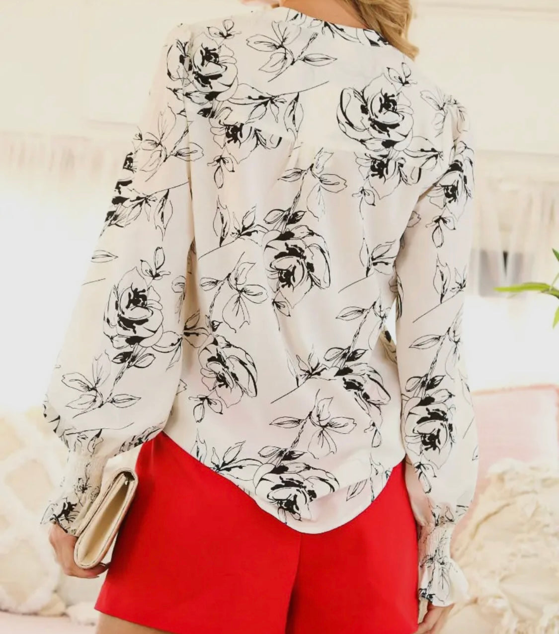 Off White Printed Blouse