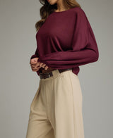 Jillian Burgundy Long Sleeve Top