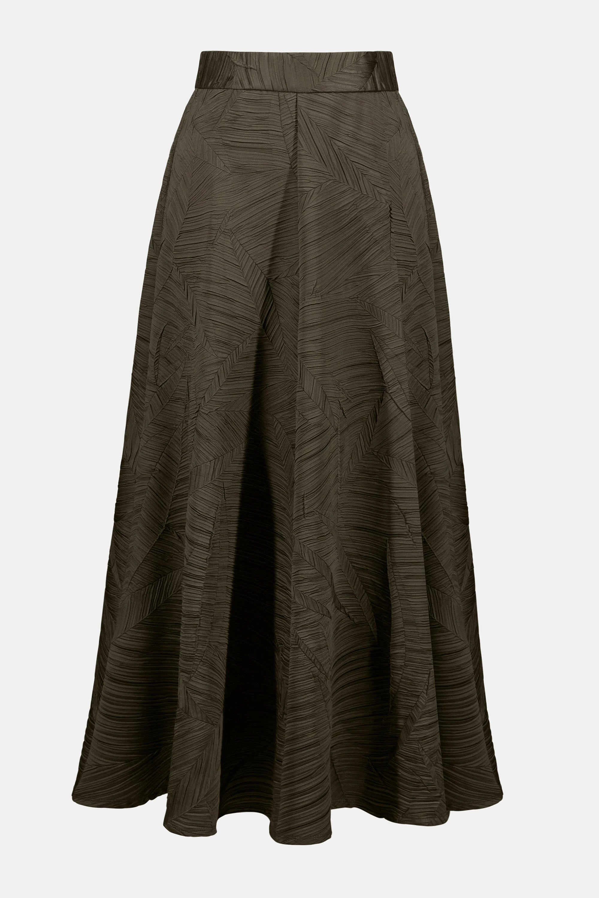 JR Pleated Satin Long Flare Skirt