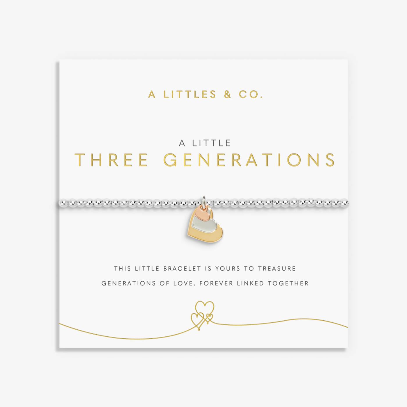 A Littles & Co 'Three Generations' Bracelet In Silver, Gold-Tone, And Rose Gold-Tone Plating