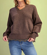 Dawson Brown Lace Detail Sweater