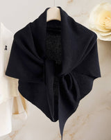 Cashmere-Blend Knit Triangle Shawl with Cross-Front