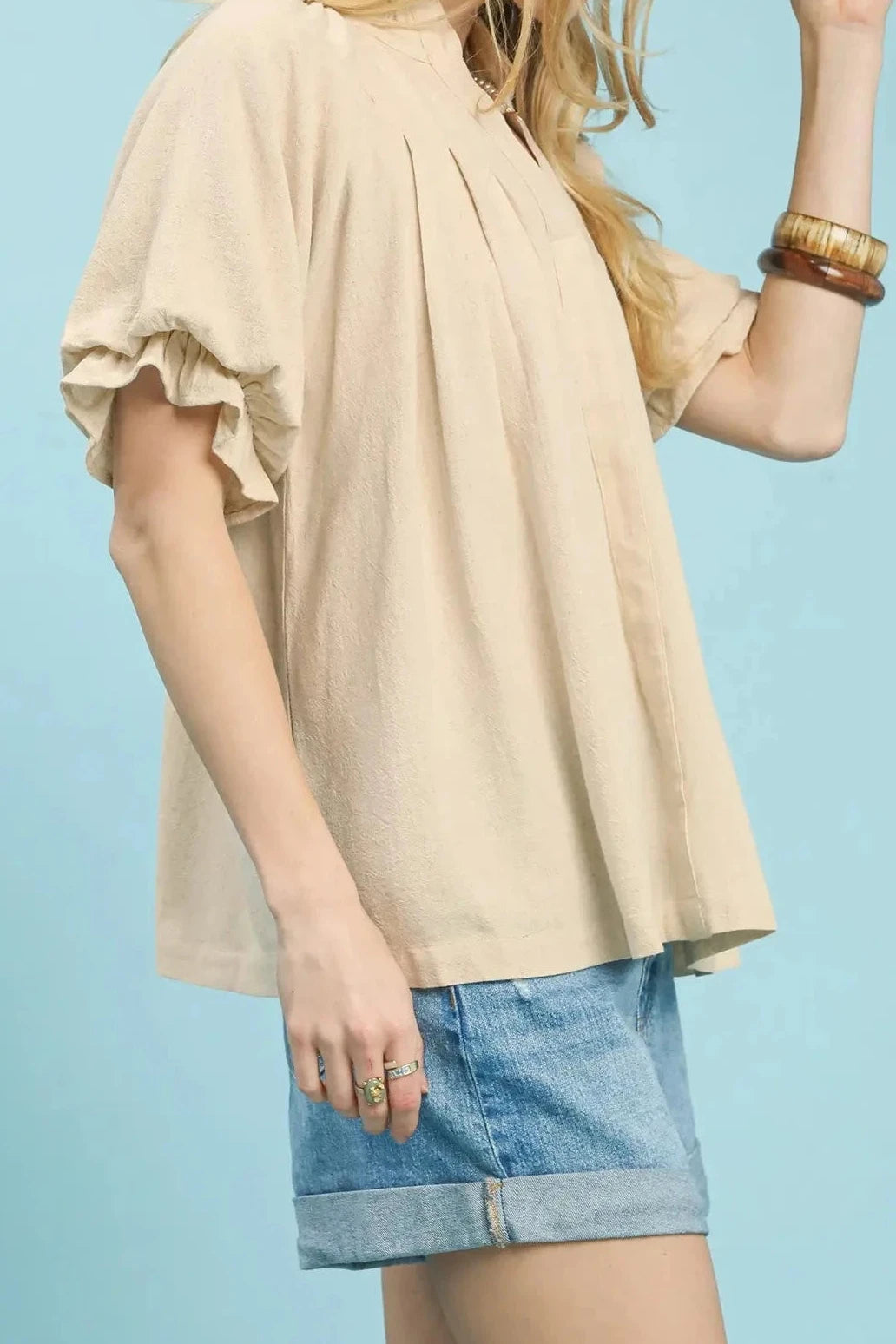 Kelli Oatmeal Linen Top