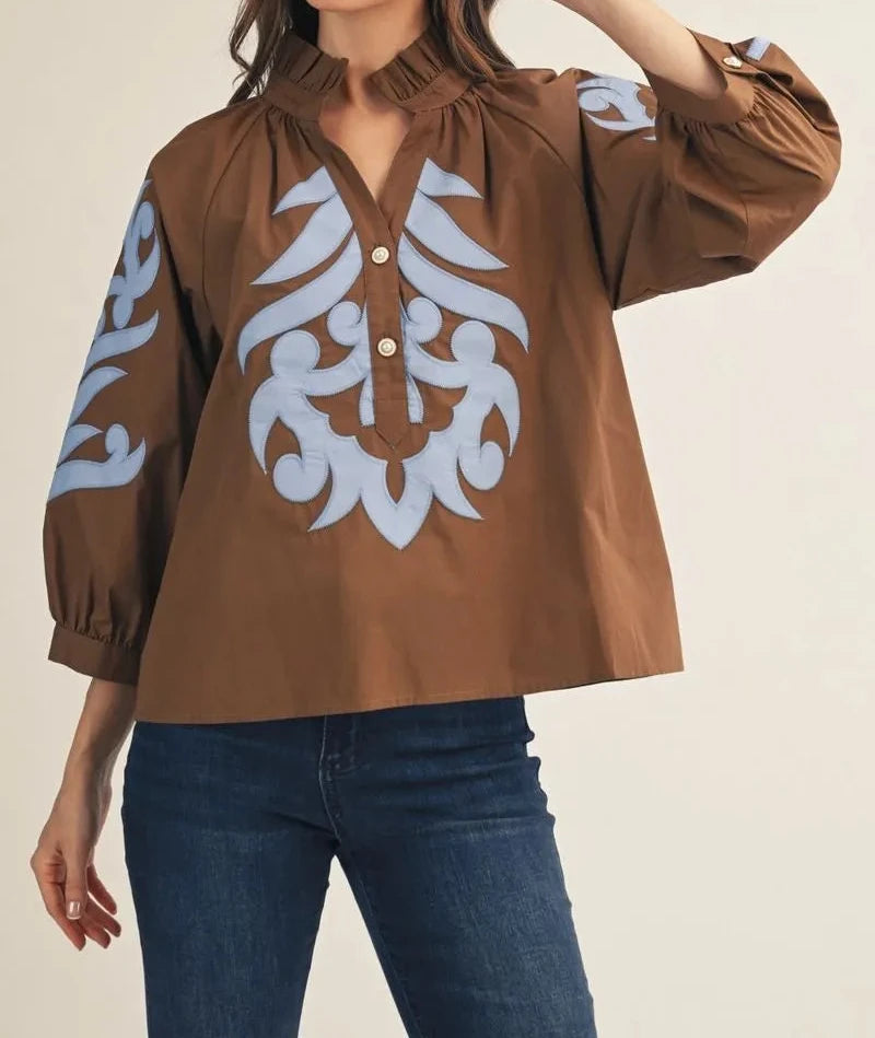Joanne Baroque Appliqué Top