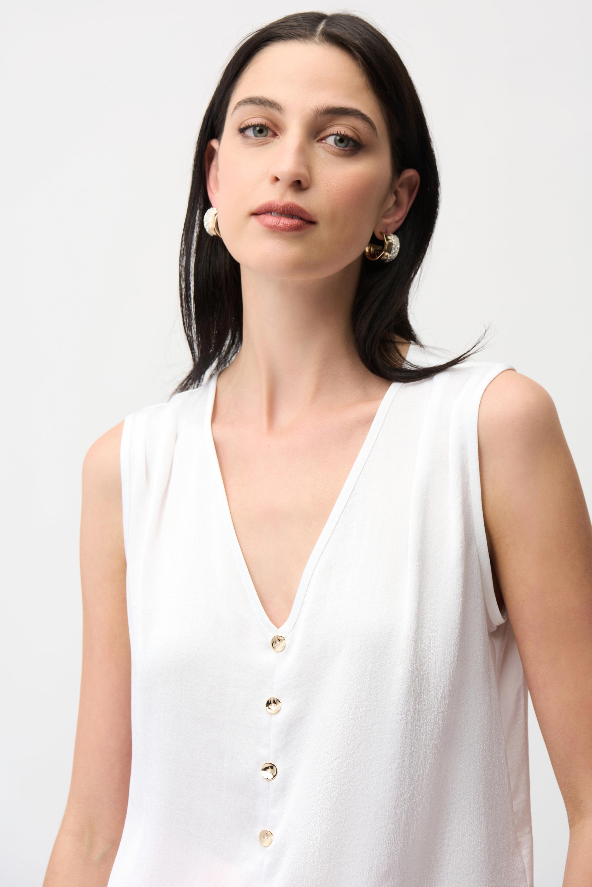 JR Satin Boxy Top With Gold Buttons