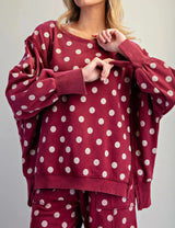 Ginny Maroon Polka Dot Sweatshirt