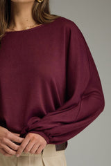 Jillian Burgundy Long Sleeve Top