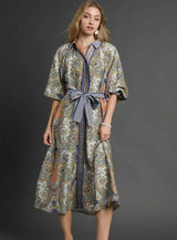 Ellie Paisley Mixed Print Midi Dress
