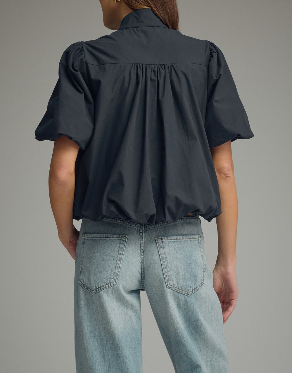 Terry Bubble Hem Short Sleeve Top