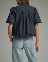 Terry Bubble Hem Short Sleeve Top