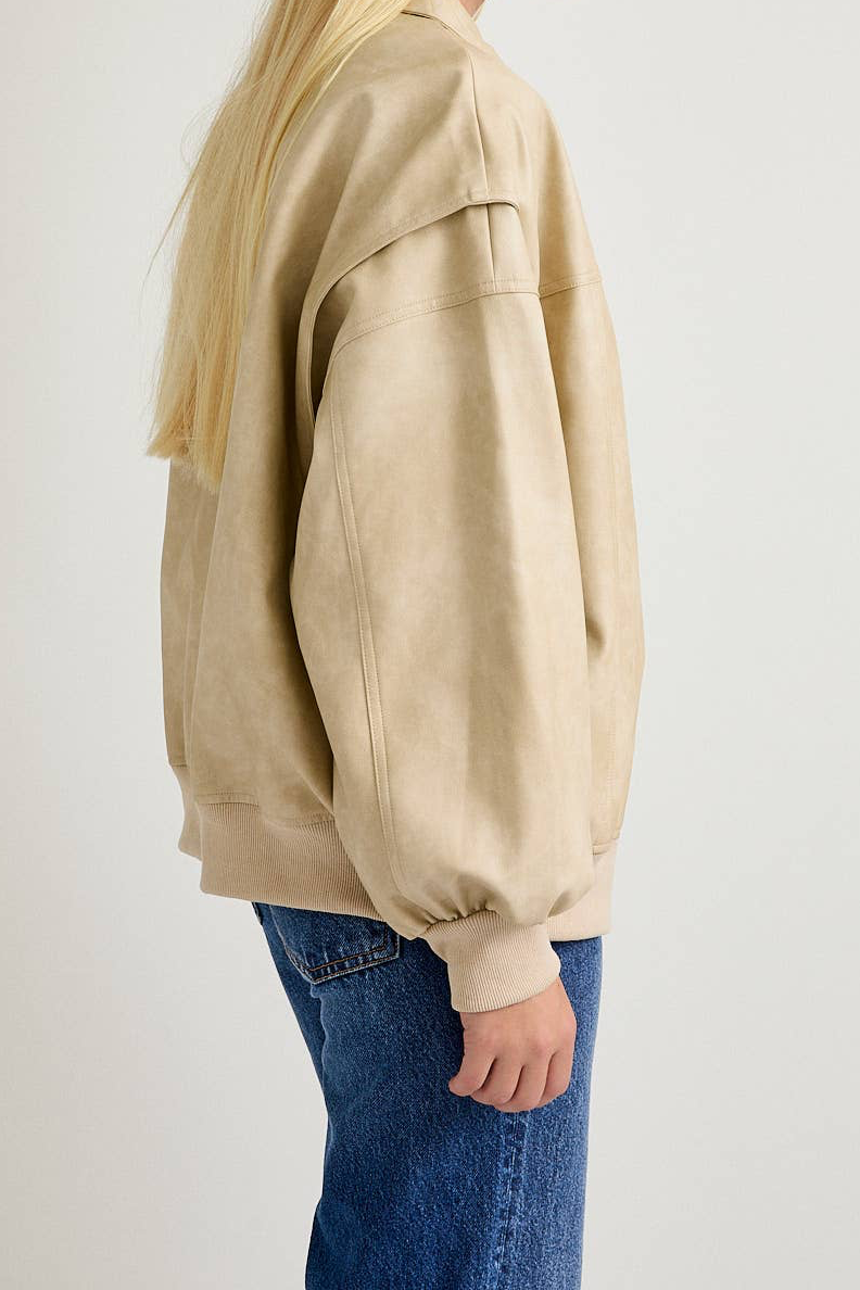 Scott Faux Leather Bomber Jacket